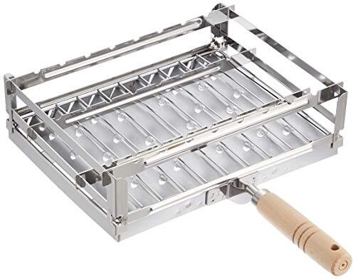 カンダ 焼き上手 グリルパン スタンド付き 魚焼き 焼き肉 焼き目 フライパン 片手 109059 シルバー拍卖