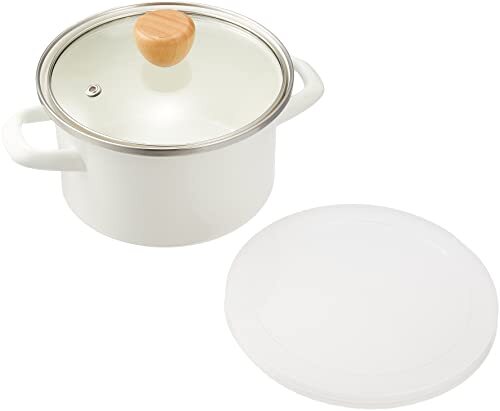 パール金属 ホーロー 両手鍋 15cm ガラス鍋蓋付 ホワイト IH対応 クック ポット プチクック HB-1367拍卖