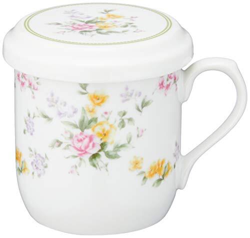 NARUMI(ナルミ) フタ付 マグカップ フラワー 290cc 花柄 かわいい フラワーリング 茶こし付 蓋付きマグカップ 母の日 プレゼント拍卖