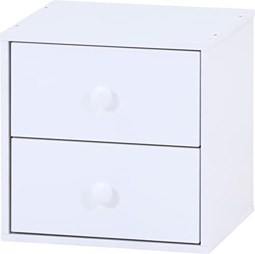 不二貿易 キューブボックス 引出し 2杯 幅34.5×奥行31.5×高さ34.5cm ホワイト 収納 カラーボックス 組み合わせ自由 99897拍卖