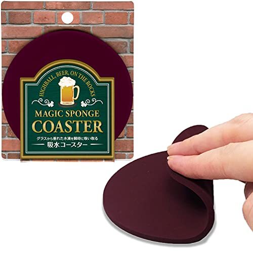 アイオン コースター 吸水 スポンジ 丸 ワインレッド 直径9cm コップの底にくっつきにくい 滑りにくい 割れない 欠けない 洗える 755-拍卖