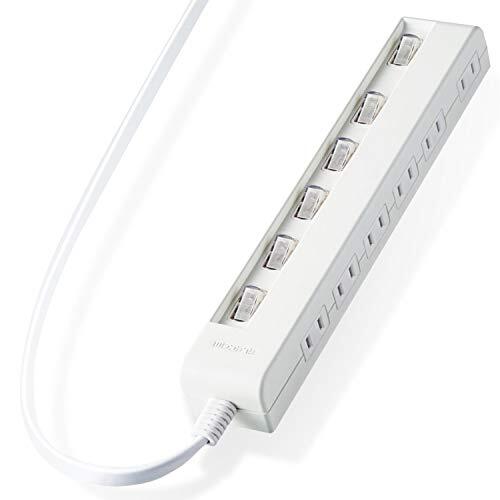 エレコム 電源タップ コンセント 個別スイッチ 省エネ スイングプラグ 横挿し 6個口 3m ホワイト T-E5C-2630WH拍卖