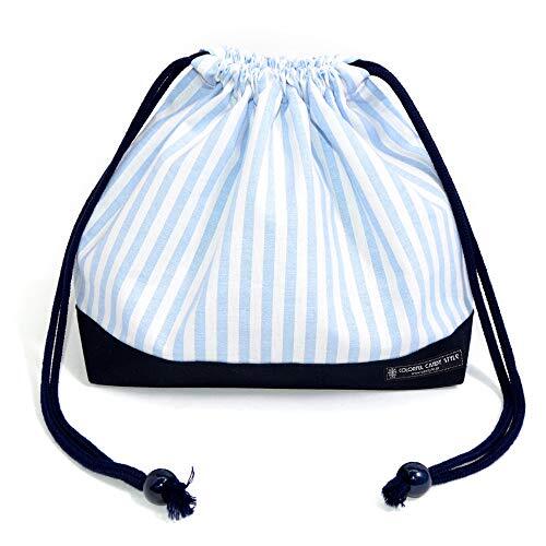 COLORFUL CANDY STYLE お弁当袋 男の子 巾着 中 子供 おしゃれ かわいい マチ付き ベーシックストライプ・水色 N3401拍卖