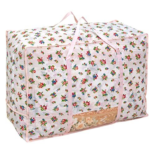 アストロ 収納ケース 羽毛布団用 シングルサイズ・ダブルサイズ兼用 プチローズ柄 不織布 収納袋 縦置き 持ち手付き 183-25拍卖