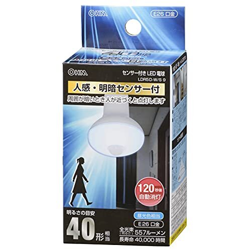 LED電球 レフ形 E26 40形相当 人感・明暗センサー付 昼光色拍卖