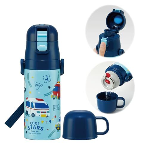 スケーター(Skater) 子供用水筒 2WAY 直飲み コップ式 小容量 はたらくくるま 直径6.8x高さ20cm 350ml ステンレス キ拍卖
