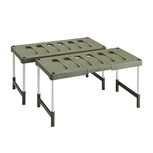 Belca 日本製 収納棚 クローゼット・押入れフリーラック 伸縮タイプ 2台入り 幅76.5~92×奥行37×高さ35・40cm エコグリーン拍卖