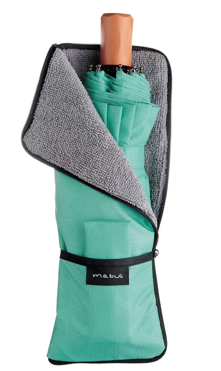 マブ(mabu) 傘ポーチ マイクロファイバー コンパクト 折りたたみ傘ケース メンズ レディース ストラップ付き 傘袋収納可 携帯 浅葱×六角拍卖