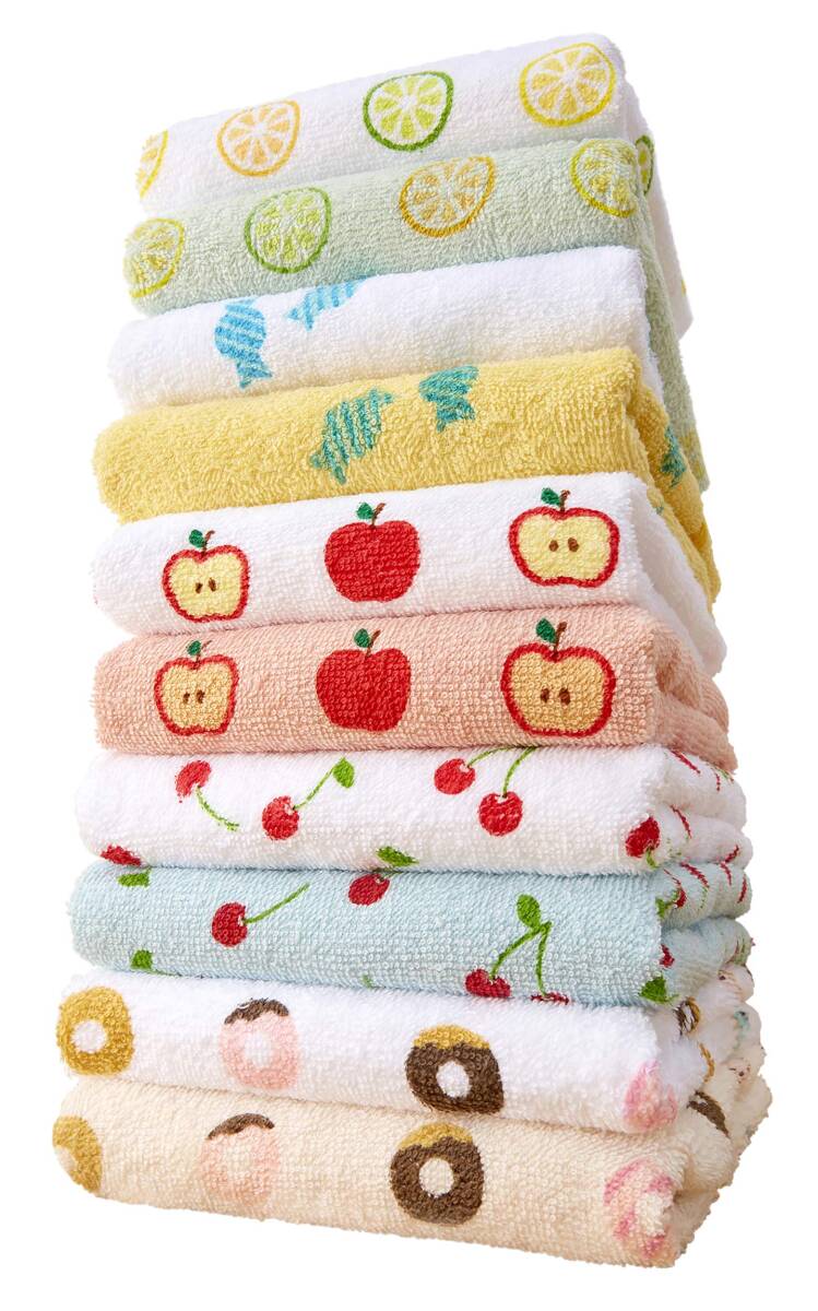 コスギゼン(Kosugizen) フェイスタオル よくばりプリント(スイーツ)34×80cm 5柄10枚セット アソート SV-2008拍卖