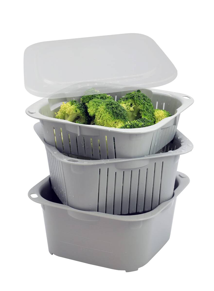 シービージャパン 水切り ザル バット セット 抗菌 下ごしらえ 電子レンジ 食洗機 対応 atomico グレー拍卖