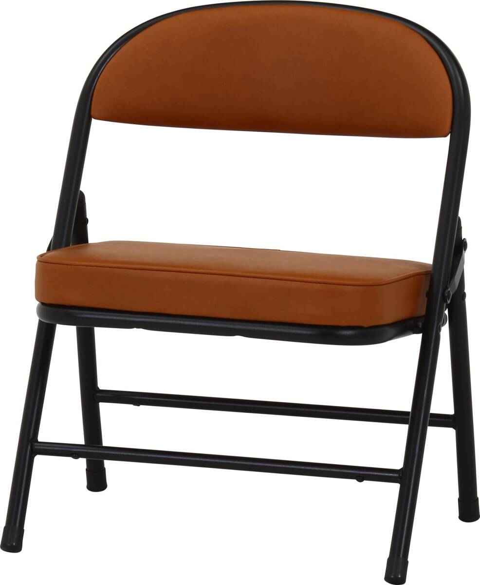 不二貿易 折りたたみチェア ロータイプ ワイド 幅43×奥行37×高さ51.5cm ブラウン パイプ 合成皮革 背もたれ 背付き 73629拍卖