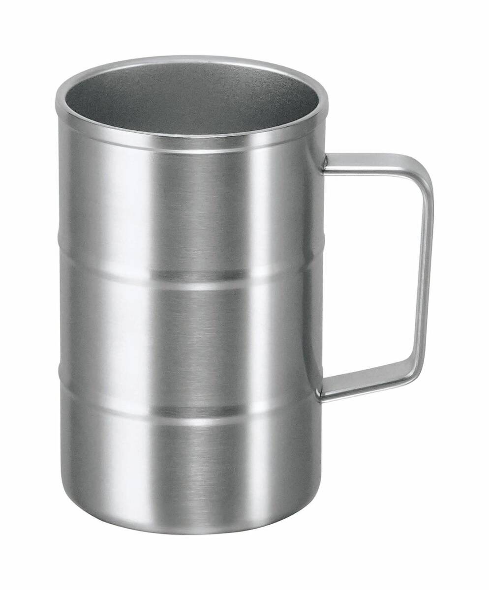 カクセー 真空二重 ジョッキ ドラム缶 マグ 380ml シルバー 真空二重構造 保温 保冷 握りやすい ハンドル 結露しにくい 氷が溶けにくい拍卖