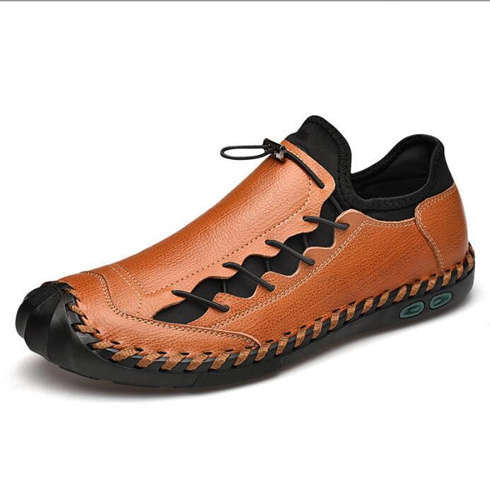 新入荷人気 ウォーキングシューズ メンズ ローファー本革 レザーシューズ 軽量スニーカー 高級 スリッポン 紳士靴 通気性 ブラウン 28.0cm拍卖