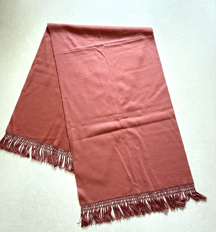 花とら●リサイク和装小物 ショール サーモンピンク 毛 リメイク 素材 細工用 250527拍卖