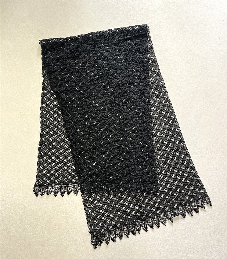 花とら●リサイク和装小物 ショール 和装 洋装 黒 レース 三越製 250527拍卖