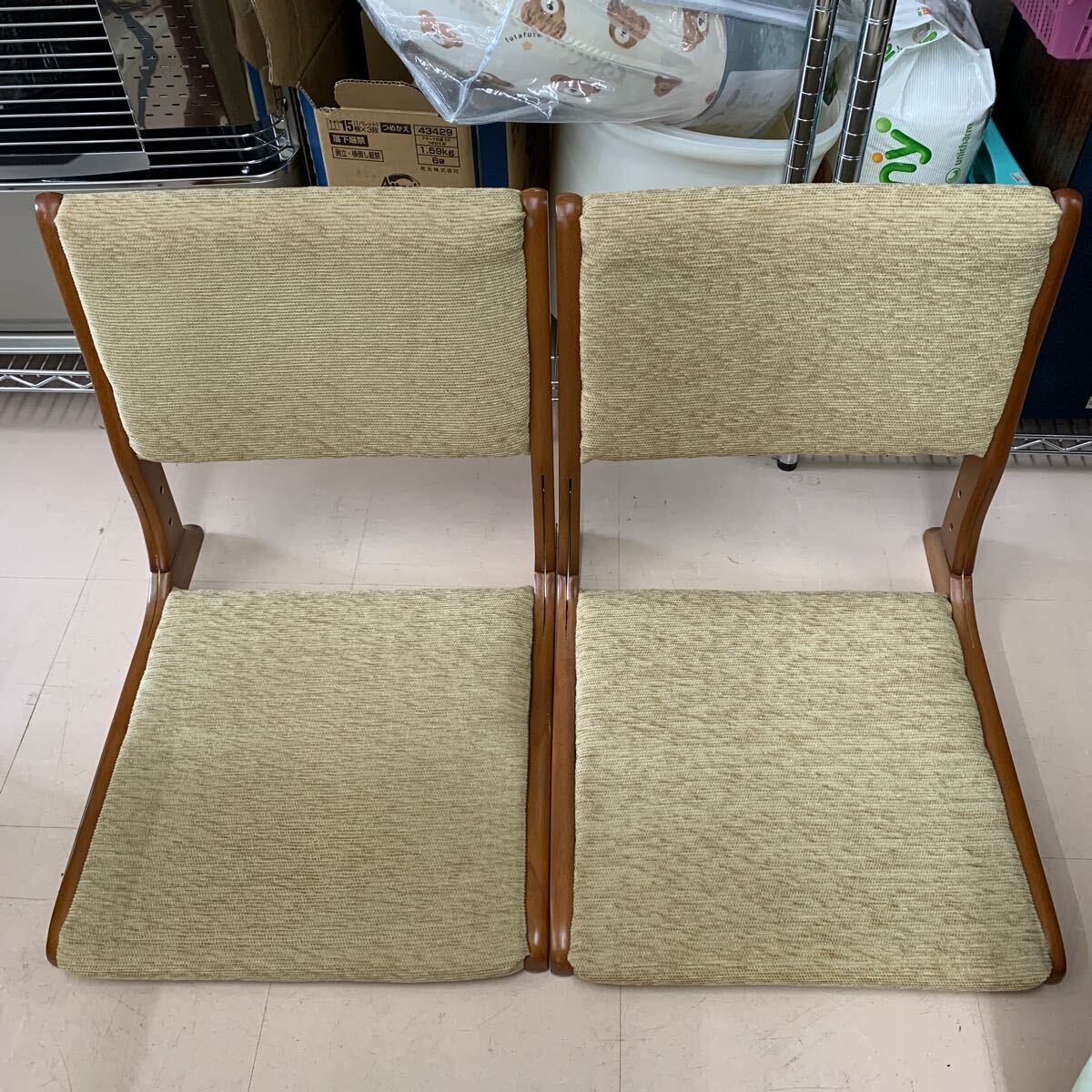 ★ 2脚セット 座椅子 レトロ 和室 全国家具工業連合会 折りたたみ SA・FU 府中 椅子 木製 座敷 和モダン拍卖