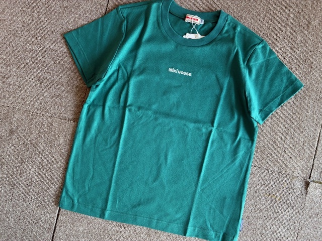 ★新品MIKI HOUSEミキハウスロゴ半袖Tシャツ130★緑 送料\185拍卖