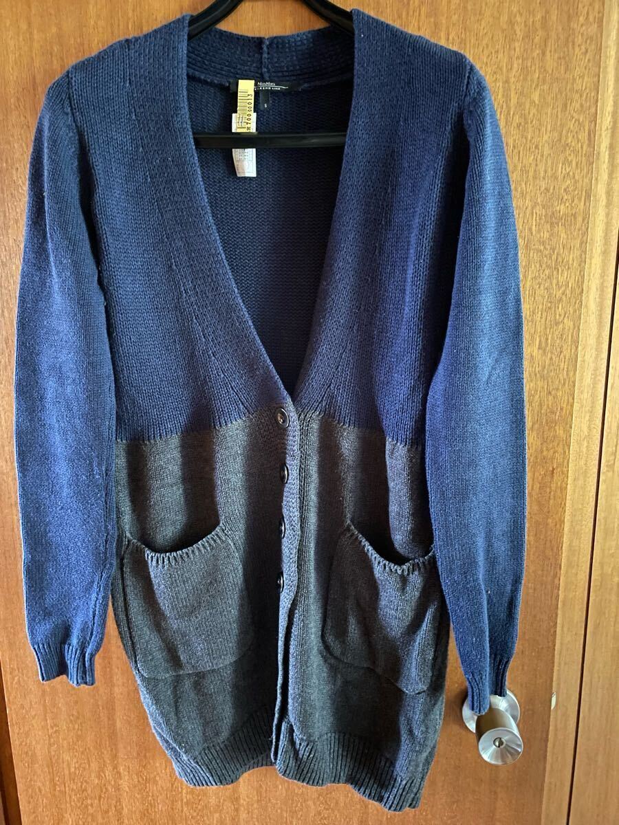 MAX MARA Weekend ニットカーディガン Sサイズ ネイビー グレー バイカラー 拍卖
