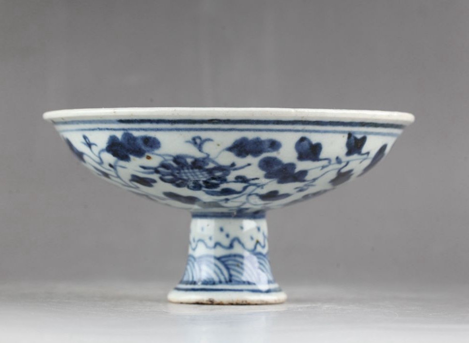 元時代 青花纏枝鳳凰紋 高足碗・古陶磁器 ・珍品旧蔵・古賞物・時代物拍卖