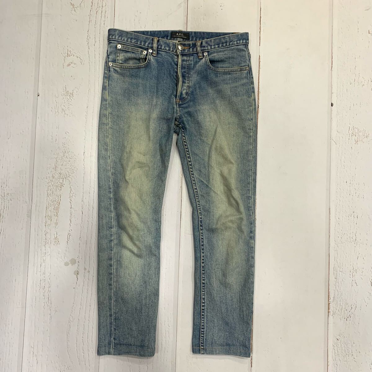 J ▼ 人気モデル!! '都会のカジュアルウェア' A.P.C アーペーセー ユーズド加工 ストレート デニムパンツ / ジーンズ size:29 ボトムス拍卖