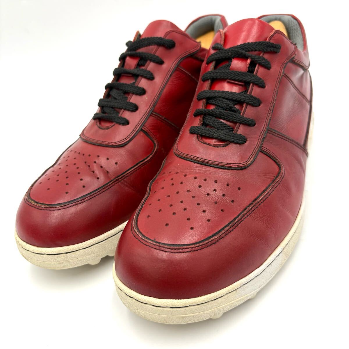 C ■ ゴルフシューズ '履き心地抜群' PEARLY GATES パーリーゲイツ LEATHER ローカット スパイク シューズ 26.5cm メンズ シューズ 赤系拍卖