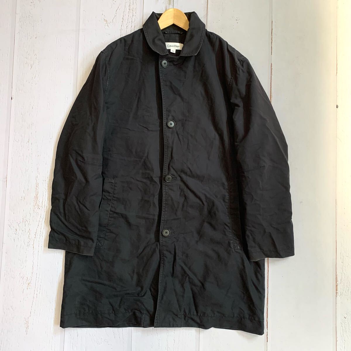 A1 ▼ 都会のカジュアルウェア Calvin Klein カルバンクライン COTTON100% ステンカラーコート size:L メンズ 紳士服 アウター拍卖