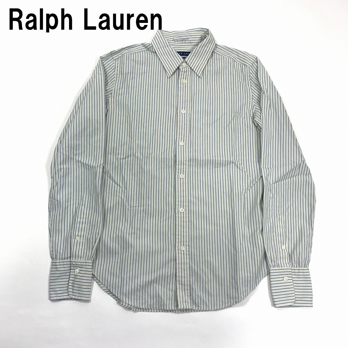 Ralph Lauren ラルフローレン 長袖シャツ 綿 コットン ストライプ 白 青 ブルー 6 YC458拍卖