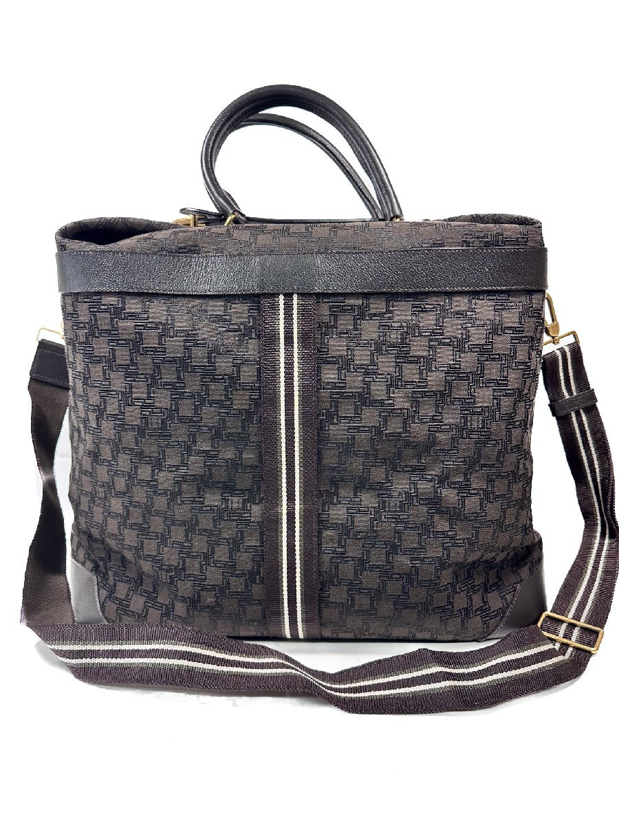 超美品【dunhill ダンヒル】ナイロンキャンバス×レザー ボストンバッグ トートバッグ ショルダーバッグ(メンズ)ダークブラウン○5SC0354◯拍卖