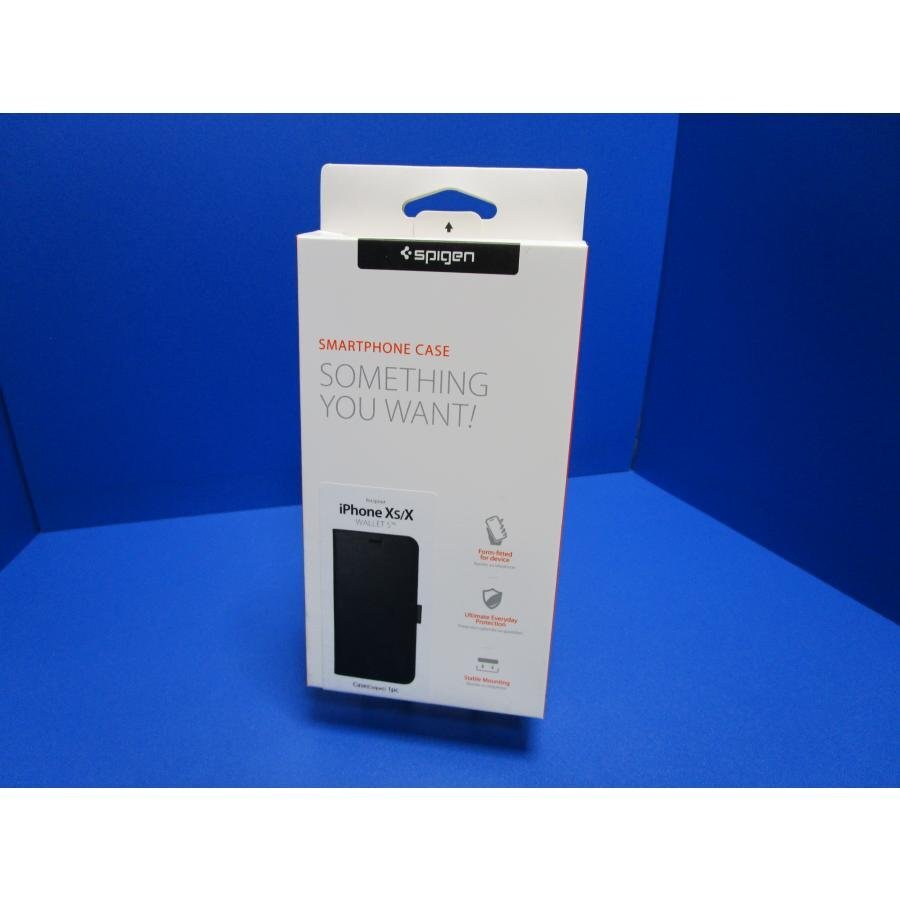 Spigen シュピゲン iPhoneXS 5.8インチ ケース 手帳型 カード収納付き Qi充電対応 スタンド 機能 レザー ブラック拍卖
