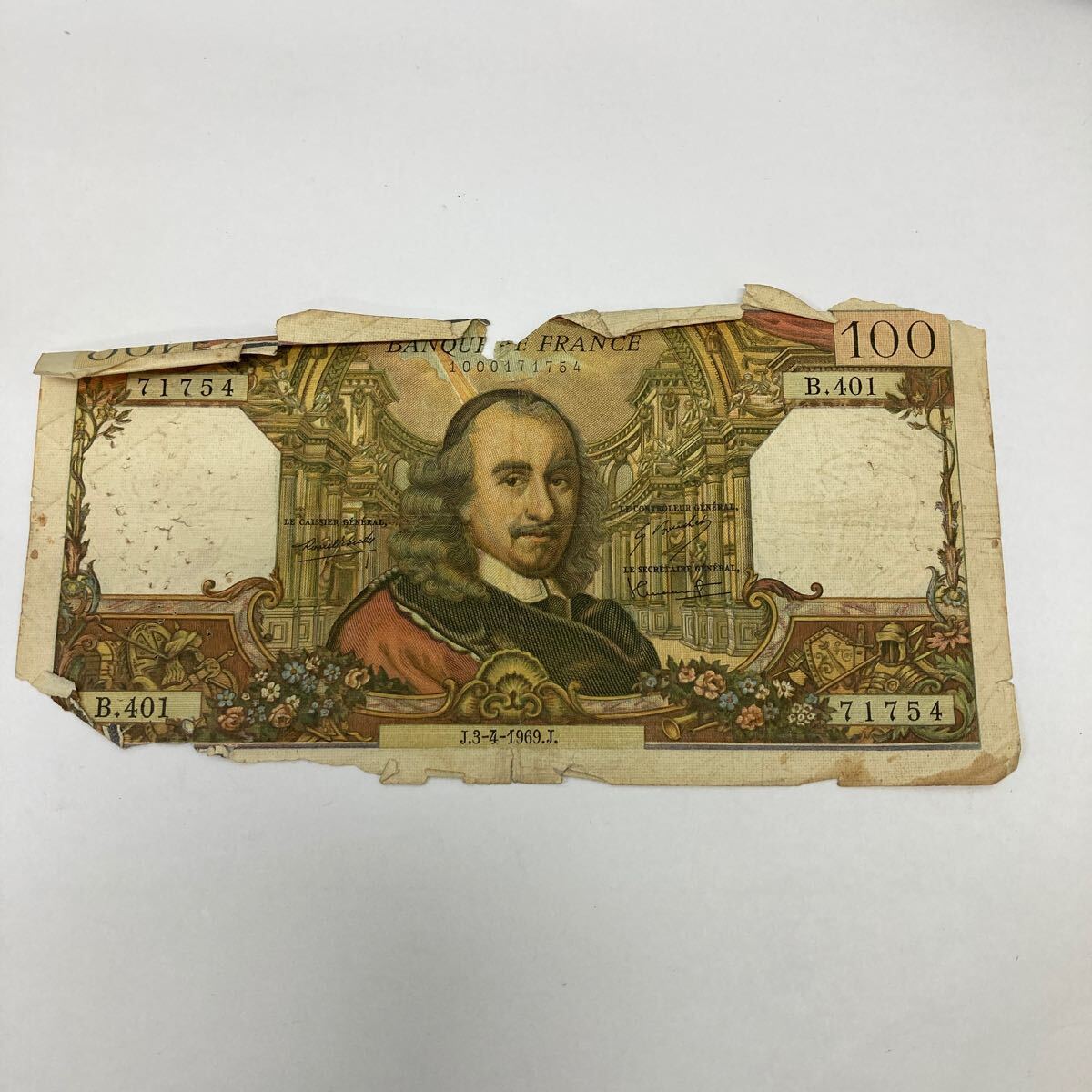 38359 0616Y フランス 1969年発行希少 100フラン紙幣拍卖