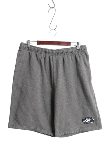 ノースフェイス ポケット付き スウェット ショートパンツ メンズ L 古着 ショーツ 短パン トレーナー 裏起毛 ワンポイント シンプル グレー拍卖