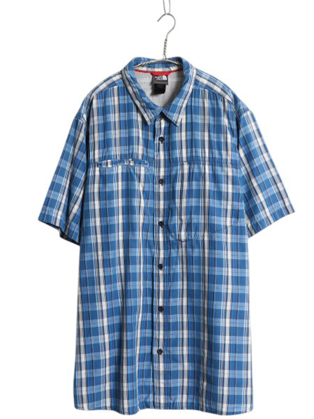 ノースフェイス チェック 半袖 シャツ メンズ XXL アウトドア ポケット付き ゆったり カジュアル ワンポイント マルチカラー 大きいサイズ拍卖