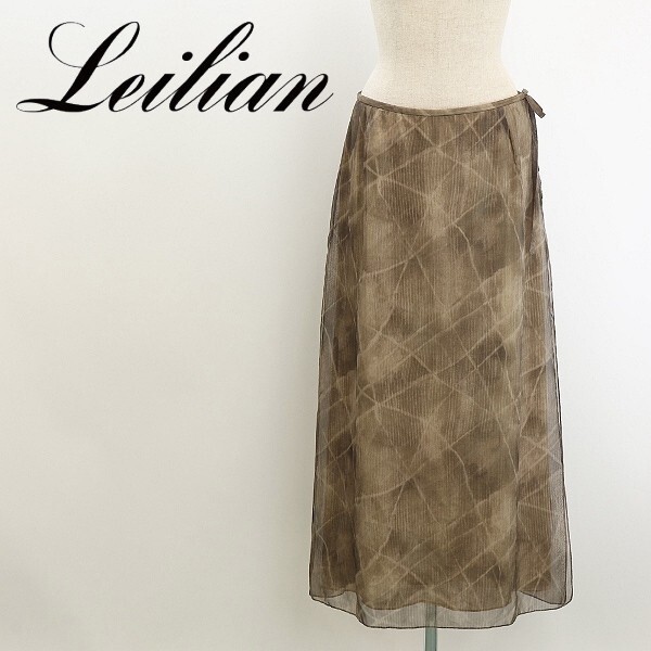 美品◆Leilian レリアン 総柄 サイドスリット シフォン ロング スカート 11拍卖