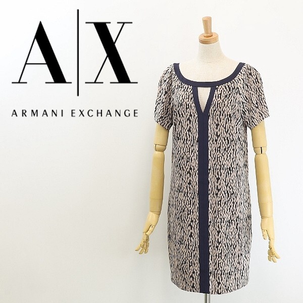 美品◆ARMANI EXCHANGE アルマーニ エクスチェンジ ストレッチ 総柄 ショートスリーブ ワンピース 4拍卖