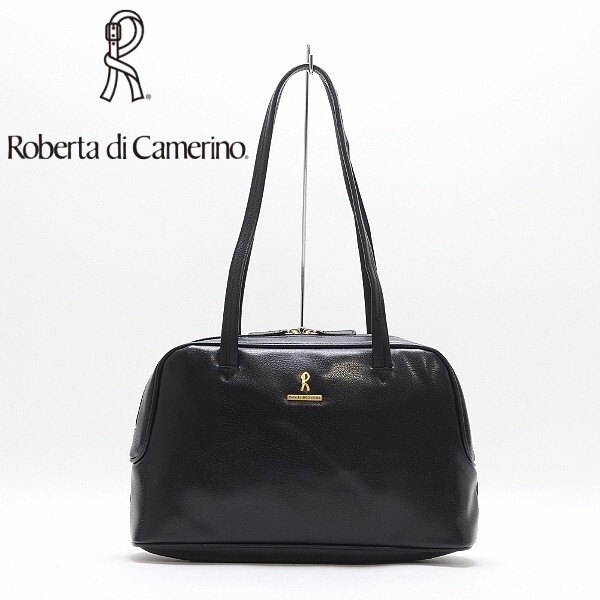 ◆Roberta di Camerino ロベルタ ディ カメリーノ レザー 肩掛け ショルダー バッグ 黒 ブラック拍卖