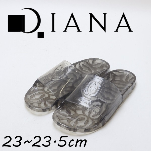 ◆DIANA ダイアナ ビニール ロゴ シャワー サンダル クリアブラック M拍卖