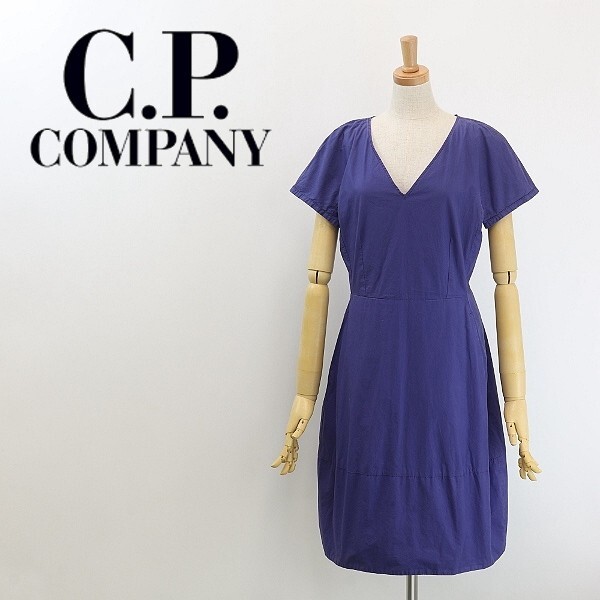 ◆C.P. COMPANY シーピーカンパニー コットン Vネック ワンピース ライトネイビー 40拍卖
