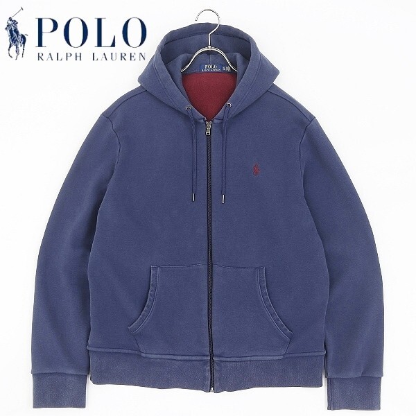 国内正規品◆POLO RALPH LAUREN ポロ ラルフローレン ポニー刺繍 ジップ パーカー 紺 ネイビー XL拍卖
