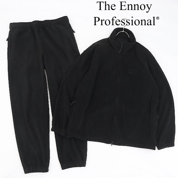 ◆The Ennoy Professional エンノイ 2023AW CITY FLEECE ロゴ刺繍 フリース ジップ ジャケット&パンツ セットアップ 黒 ブラック L拍卖