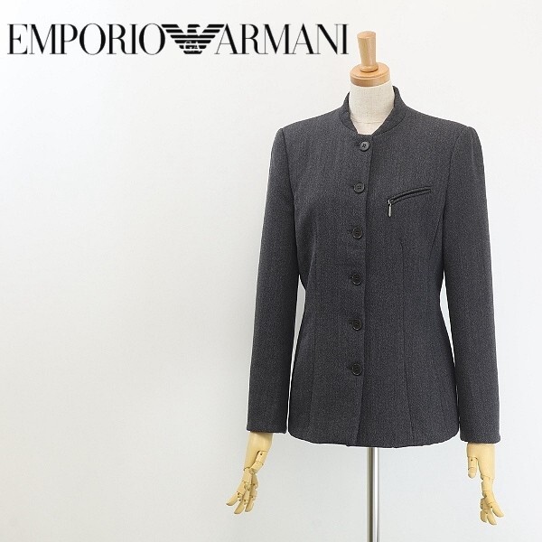 ◆EMPORIO ARMANI エンポリオ アルマーニ シンプル ジャケット チャコールグレー 42拍卖