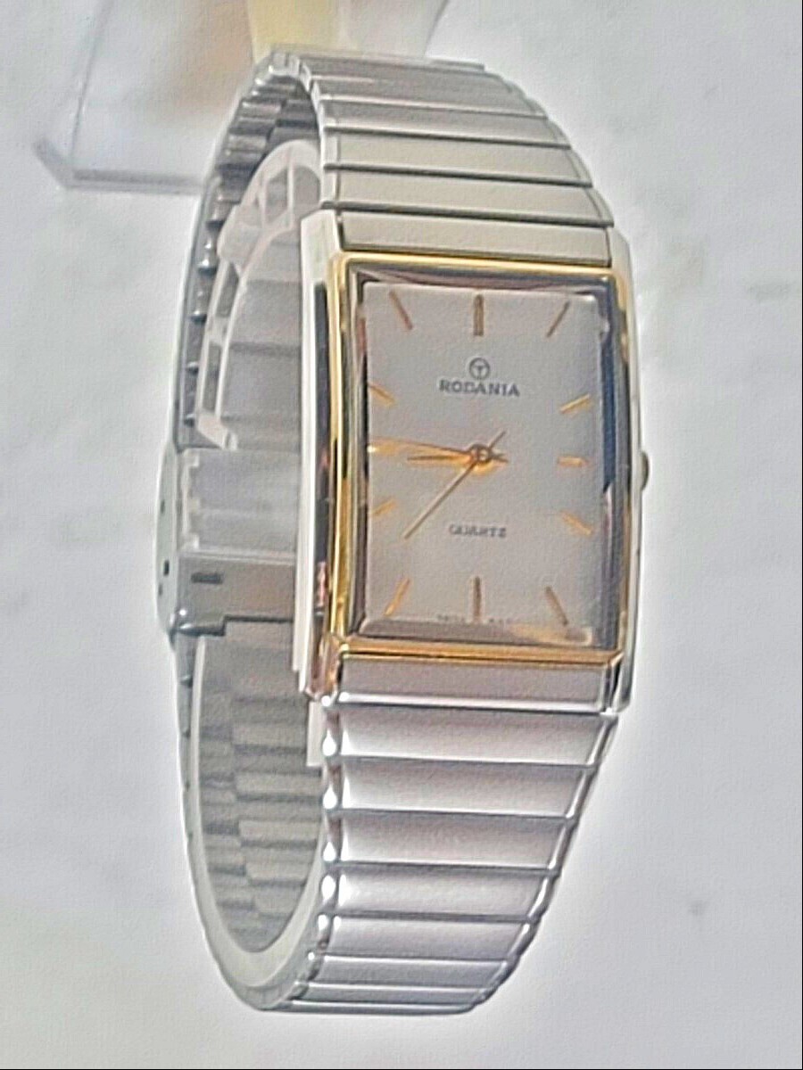 期間限定値下げ! 希少! ヴィンテージ RODANIA ロダニア メンズ 腕時計 クォーツ スクエアフェイス ステンレスベルト スイス製 当時物拍卖