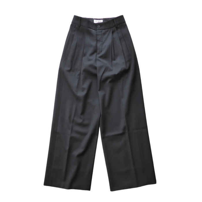 サンローラン (SAINT LAURENT) ウール 2タック スラックス パンツ ワイド 34 ブラック ウェア(中古)拍卖