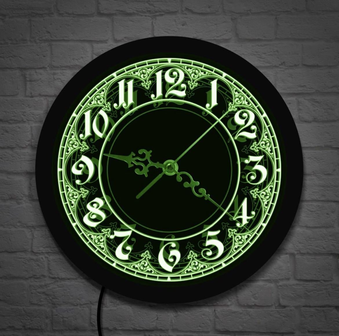 LED7色変化 壁掛け時計 壁掛け 柱時計 装飾 照明 ライト ネオン アナログ インテリア オブジェ ネオンサイン アナログ時計拍卖