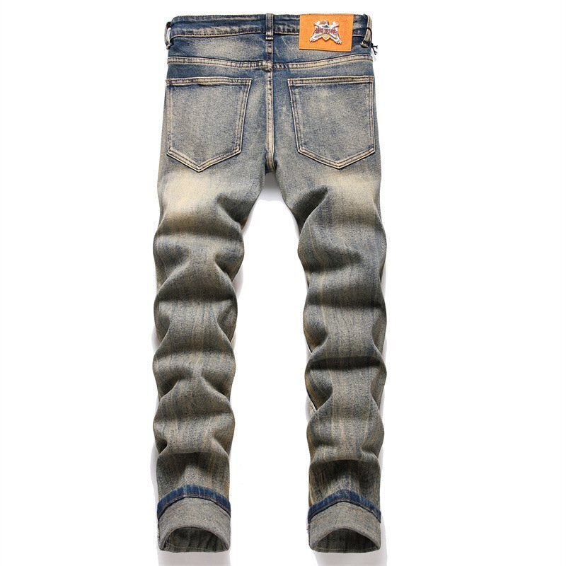 メンズ デニムパンツ 個性ジーンズ ジーパン スキニー 個性  ダメージ加工 ストレッチ 大きいサイズあり w29~w38拍卖