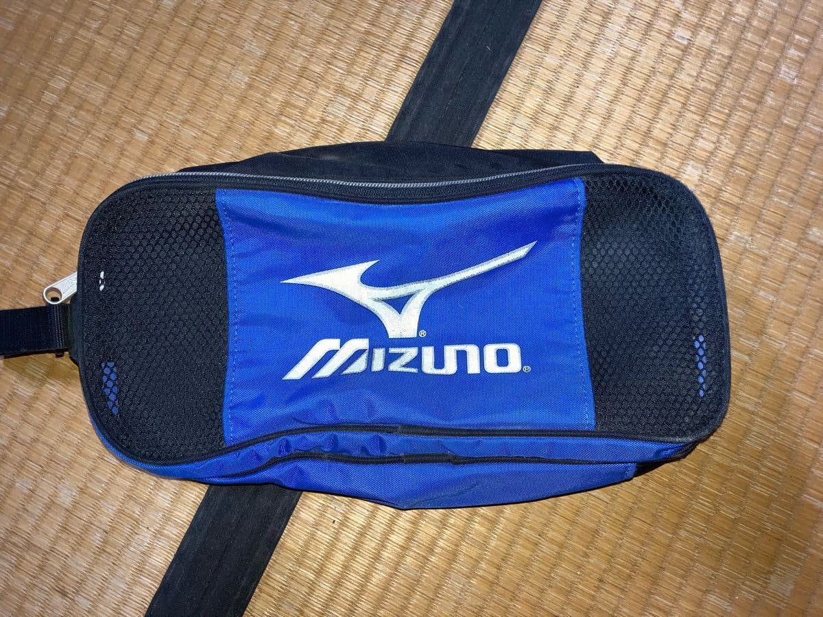 【mizuno】ミズノ シューズケースバッグ 青×黒 メッシュ★鞄 カバン かばん拍卖