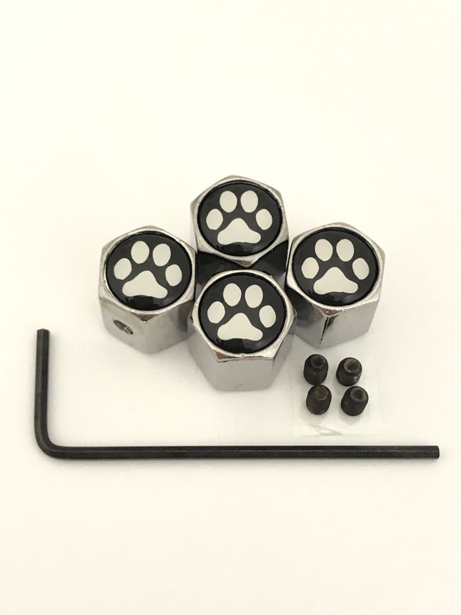猫 犬 足跡 cat dog ホイール エア バルブキャップ 銀 レンチ イモネジ 盗難抑止 工具 ホンダ トヨタ スズキ ダイハツ ニッサン スバル拍卖