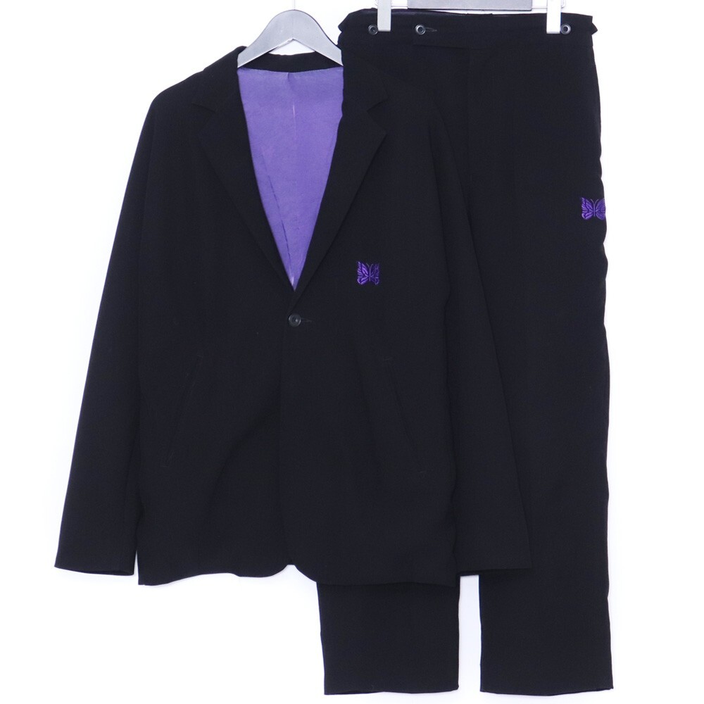 NEEDLES セットアップ 1Bテーラードジャケット Sサイズ / スラックス パンツ Mサイズ ブラック FK361 ニードルズ ニードルス パピヨン刺繍拍卖