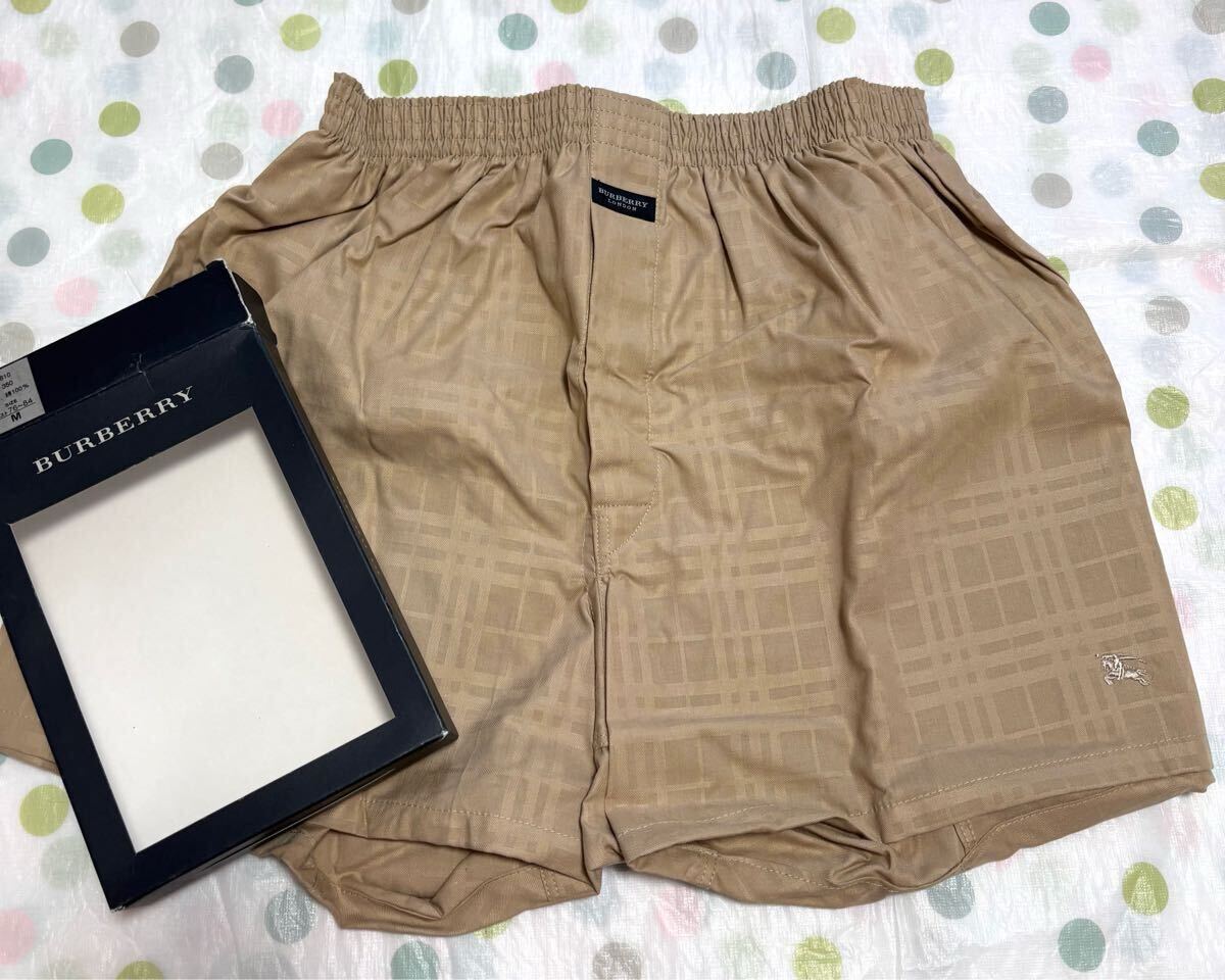 【人気柄】新品/BURBERRY/Mサイズ/トランクス/バーバリー/下着/メンズ/綿100%/未使用/正規品/紳士用/匿名配送ノバチェック/箱入り/ベージュ拍卖