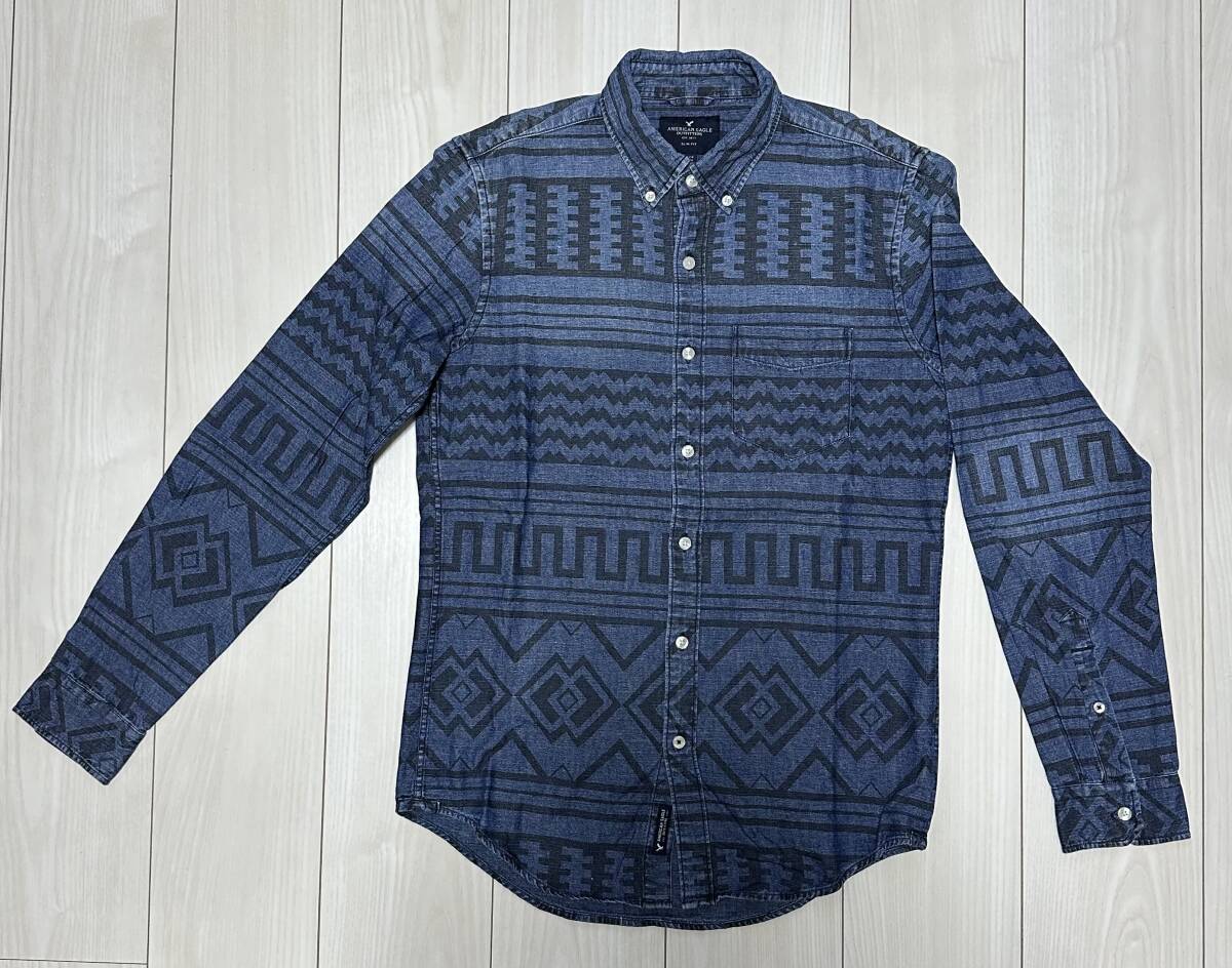 ★AMERICAN EAGLE★ アメリカンイーグル 長袖ボタンダウンシャツ ネイビー 拍卖