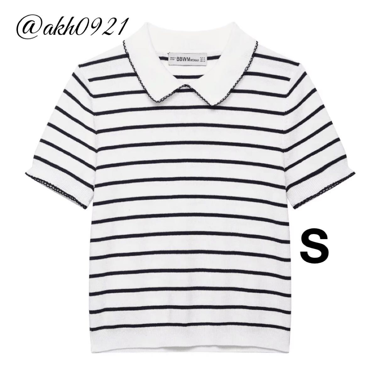 新品未使用★夏新作★vintage ヴィンテージ レトロ ボーダー 柄 襟 半袖 ニット セーター トップス Sサイズ レディース★ZARA 好きな方に拍卖